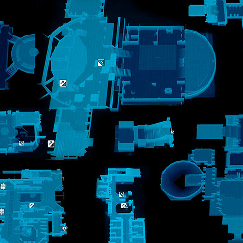 Procedurally generated digital maps for areas of a space station in the video game Mass Effect: Andromeda